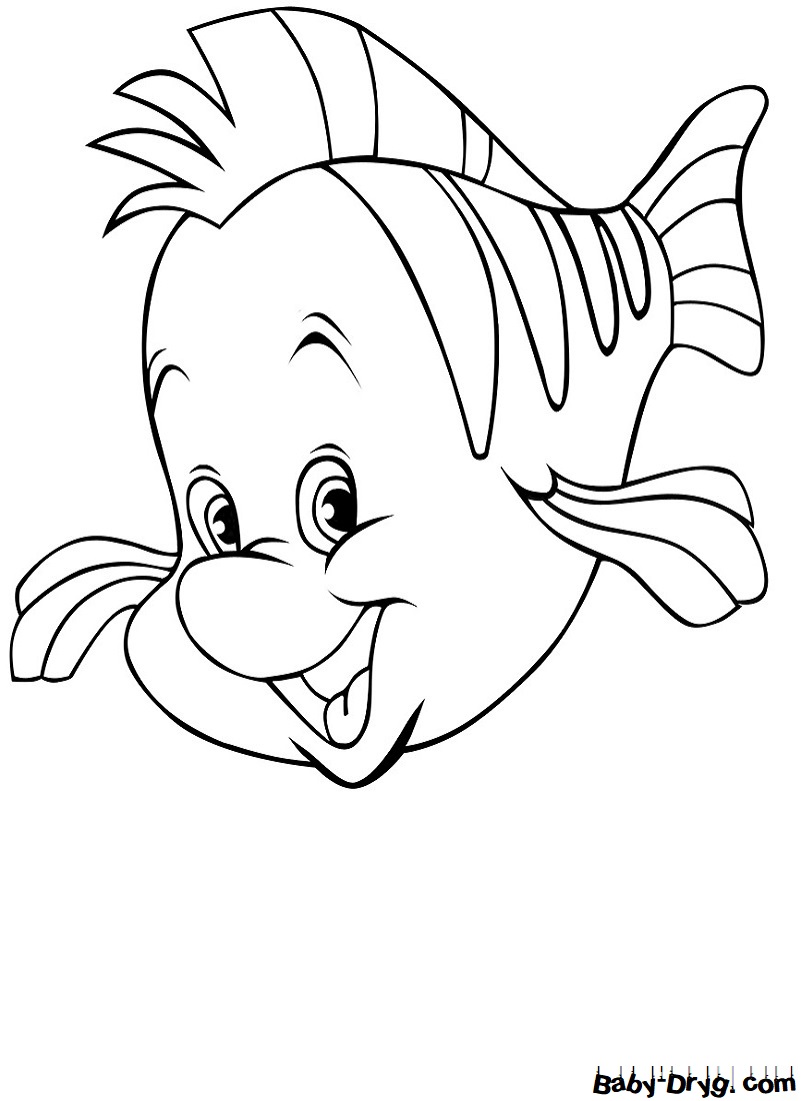 Раскраска Рыбка Русалочки для детей | Распечатать раскраску