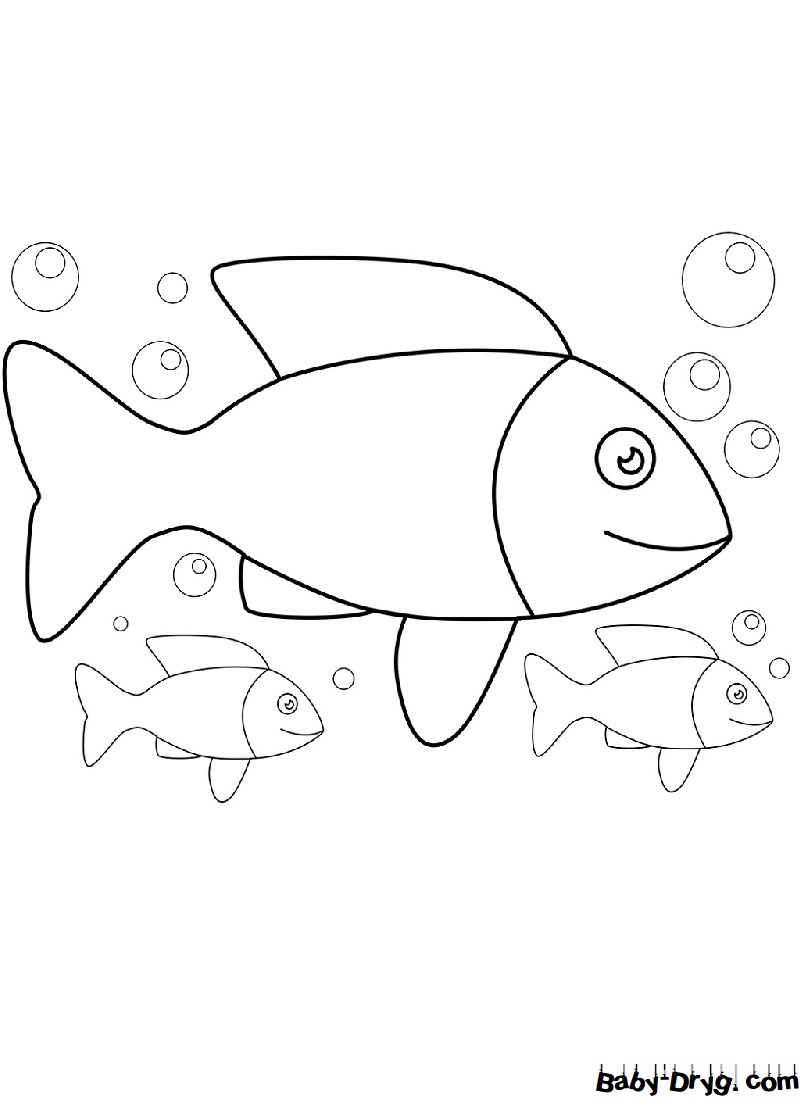 Раскраска Рыбки для детей | Распечатать раскраску