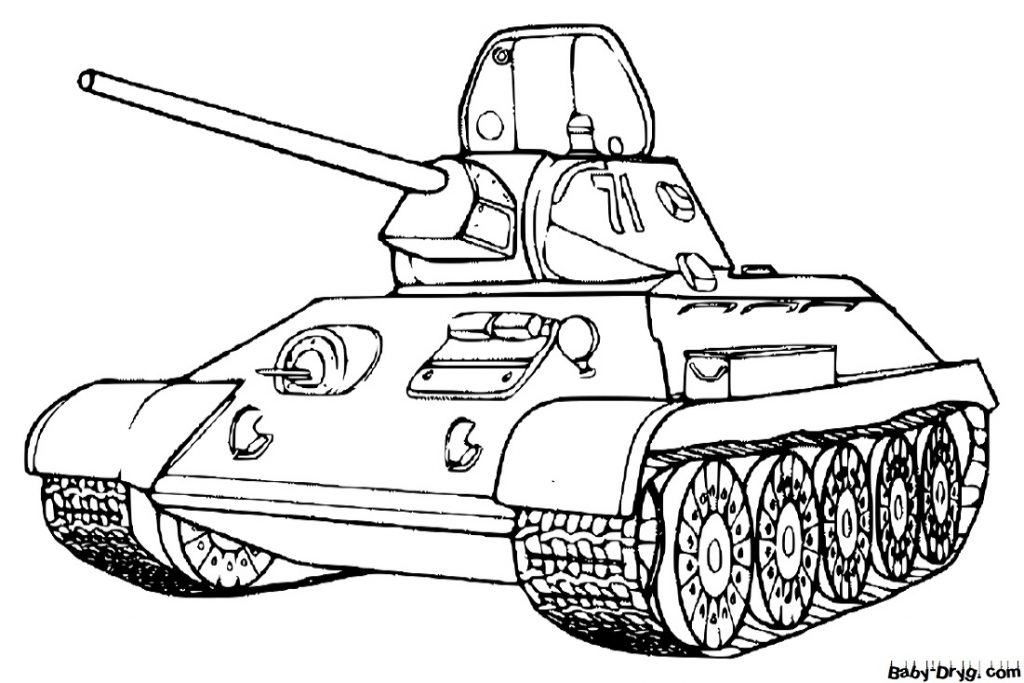 Раскраска Танк Т-71 на 9 мая | Распечатать раскраску