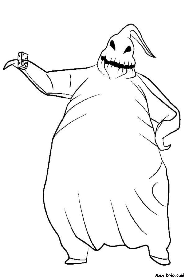 Раскраска Бугимэн — главный злодей мультфильма Кошмар перед Рождеством | Раскраски Хэллоуин распечатать