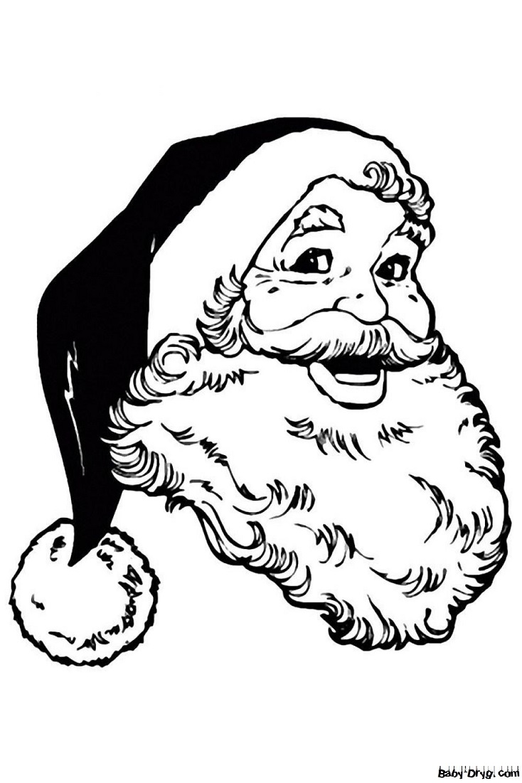 Раскраска Дед Мороз - борода из ваты | Новогодние раскраски распечатать