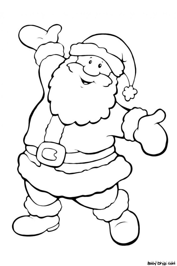 Раскраска Дед Мороз приглашает всех на праздник | Новогодние раскраски распечатать