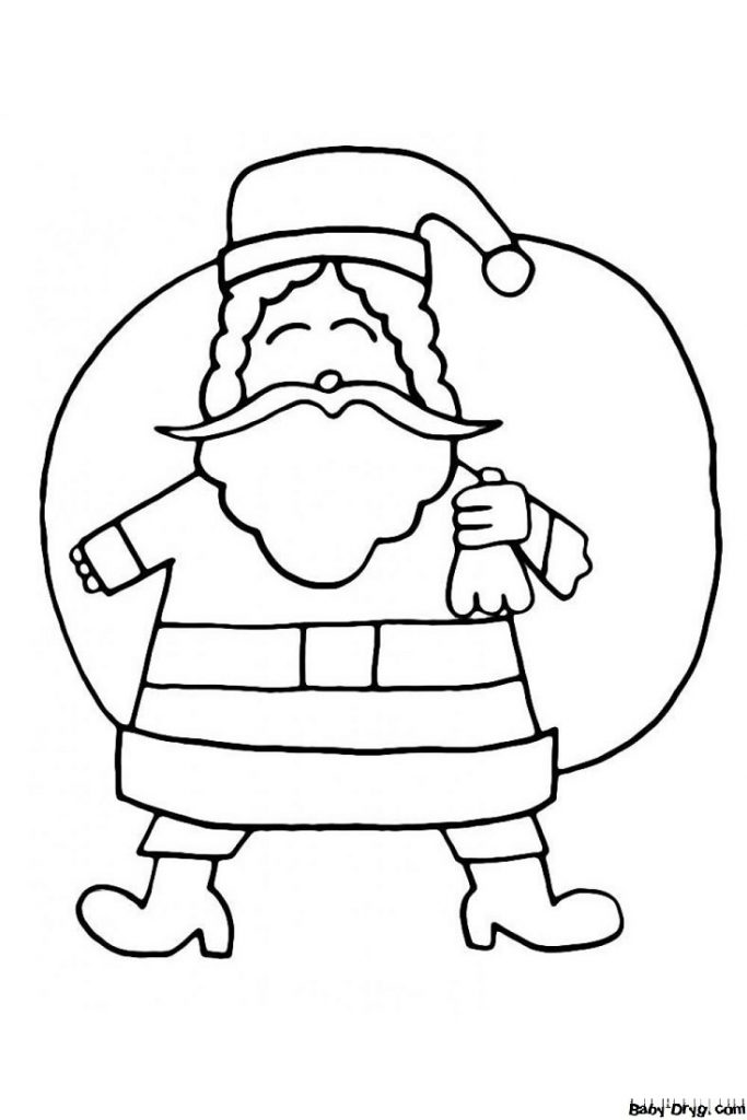 Раскраска Дед Мороз спешит на праздник | Новогодние раскраски распечатать