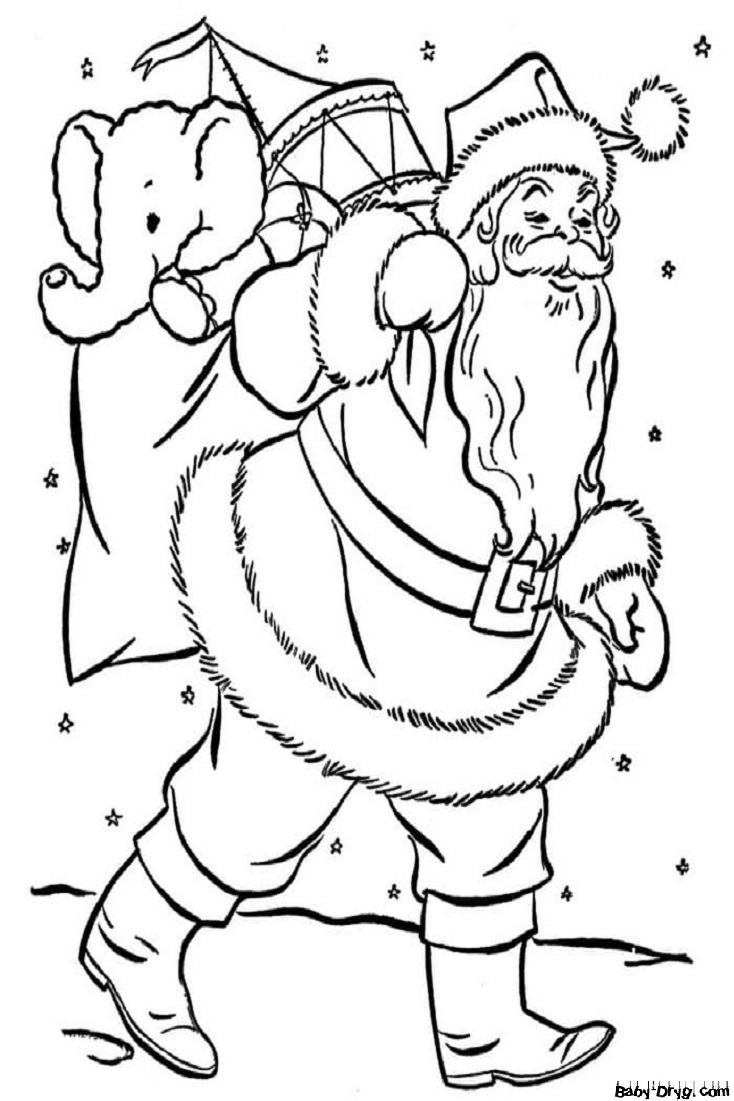 Раскраска Дед Морз с подарками для детей | Новогодние раскраски распечатать