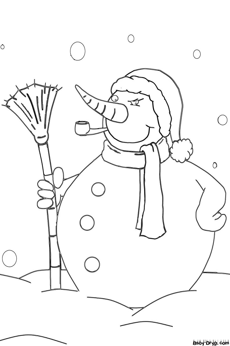 Раскраска Грозный снеговик | Новогодние раскраски распечатать