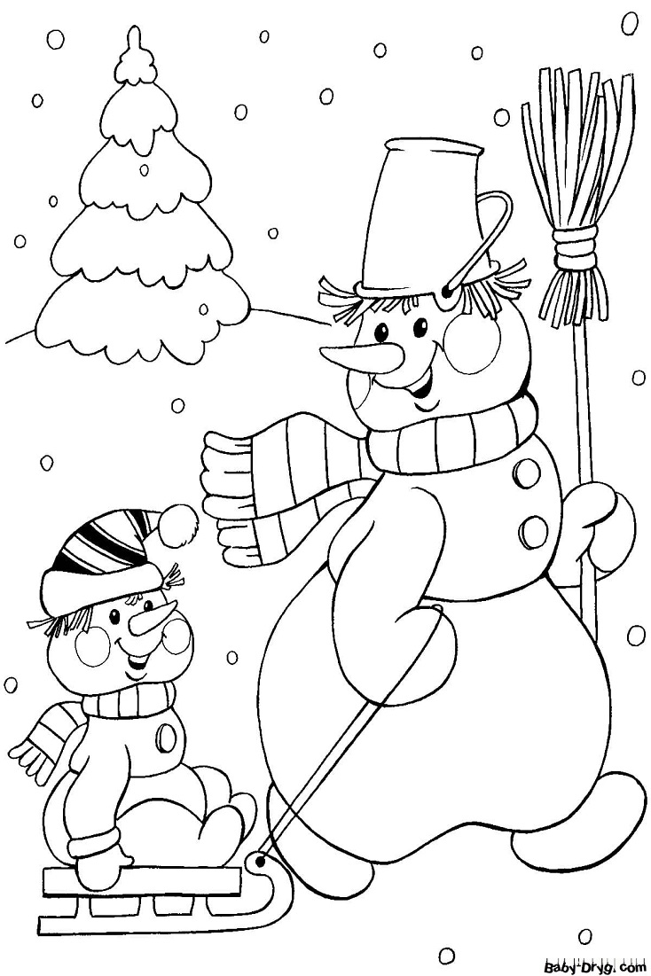Раскраска Когда твой лучший друг — снеговик | Новогодние раскраски распечатать