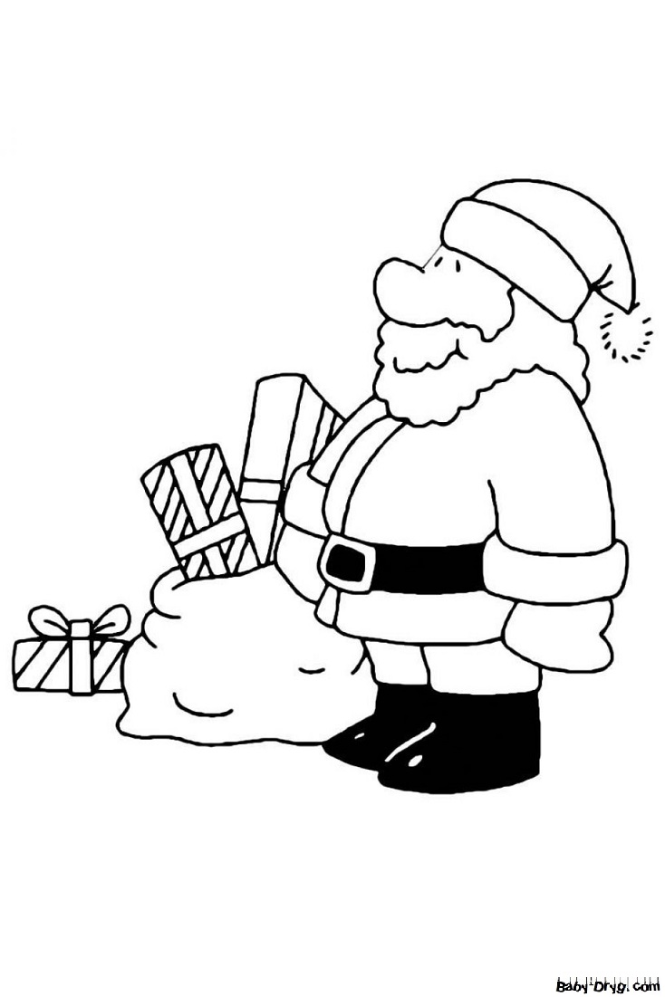 Раскраска Коробки с подарками от Деда Мороза | Новогодние раскраски распечатать