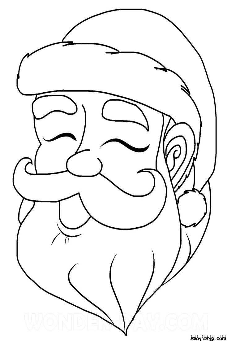 Раскраска Лицо Дедушки Мороза | Новогодние раскраски распечатать