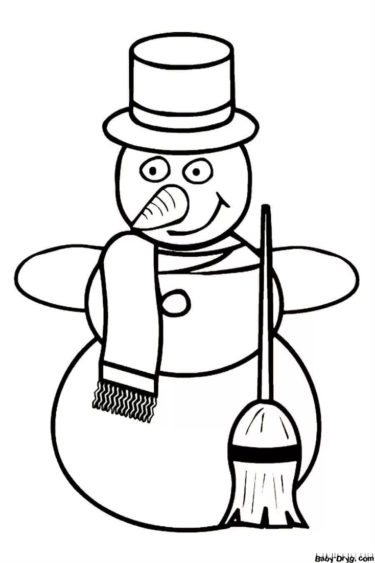 Раскраска Метла снеговика, чтобы разгонять ветра и морозы | Новогодние раскраски распечатать