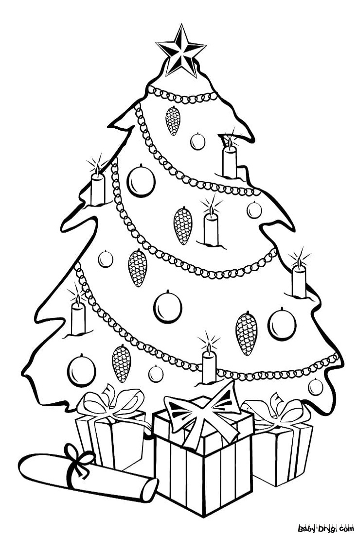 Раскраска Новогодняя елка и подарки | Новогодние раскраски распечатать