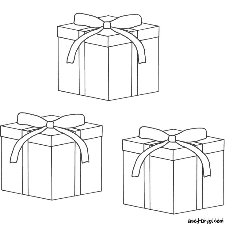 Раскраска Одинаковые подарки | Новогодние раскраски распечатать