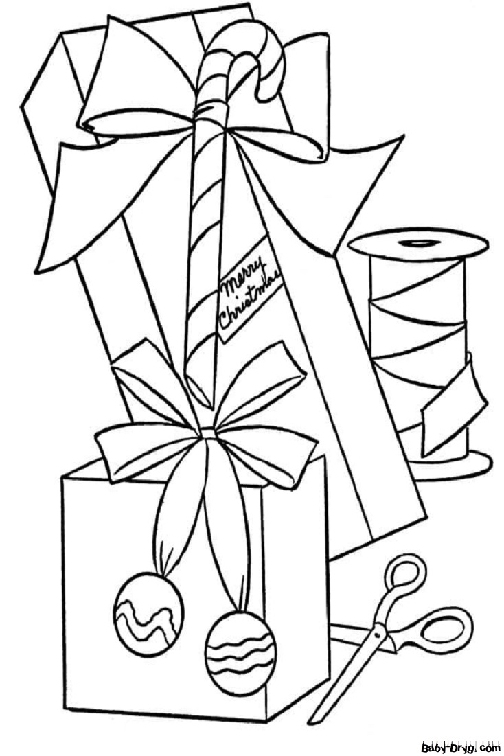 Раскраска Подарки на Рождество | Новогодние раскраски распечатать