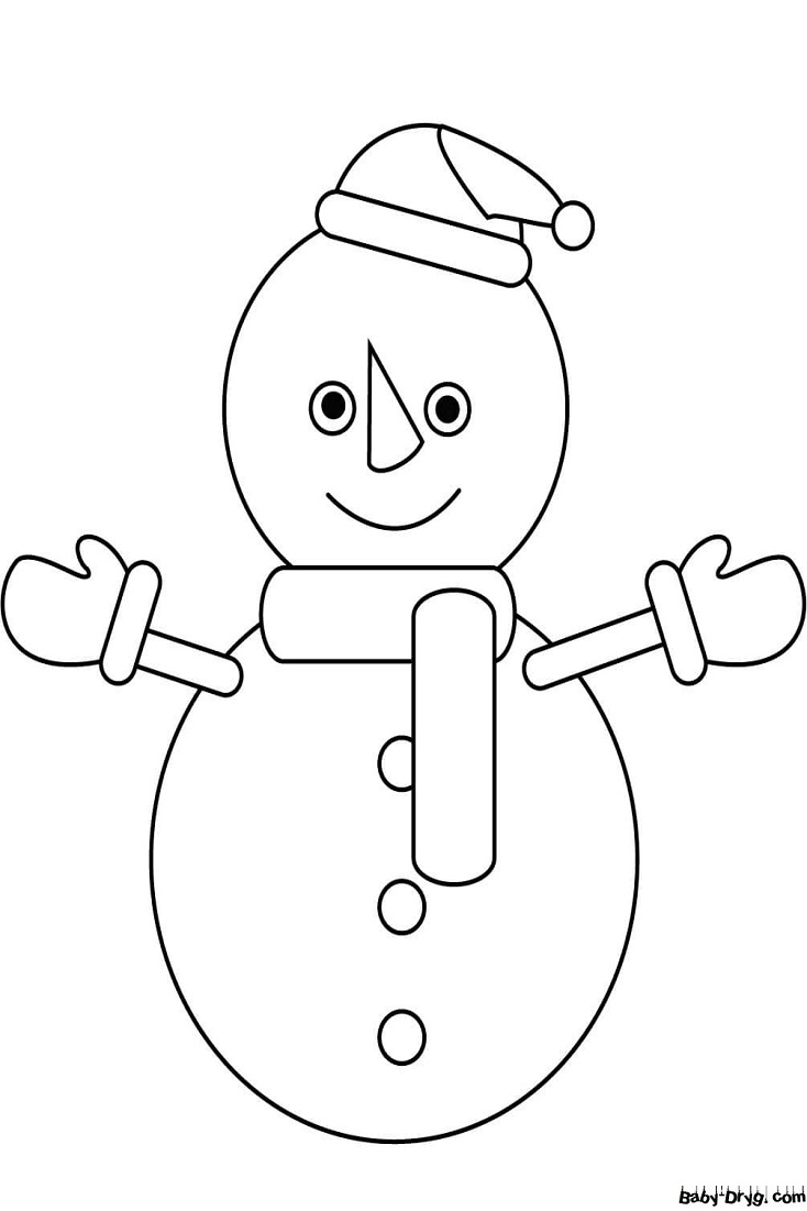 Раскраска Простая фигура снеговика | Новогодние раскраски распечатать
