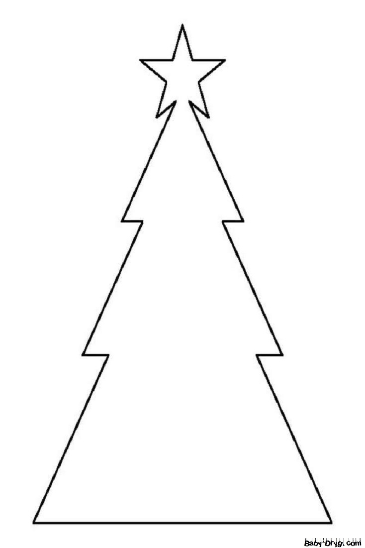 Раскраска Простая треугольная елка для раскрашивания | Новогодние раскраски распечатать