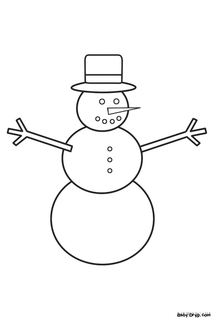 Простая картинка раскраска снеговик