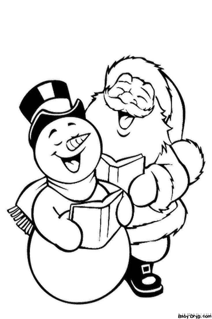 Раскраска Смешная история в любимой книге Санта — Клауса | Новогодние раскраски распечатать