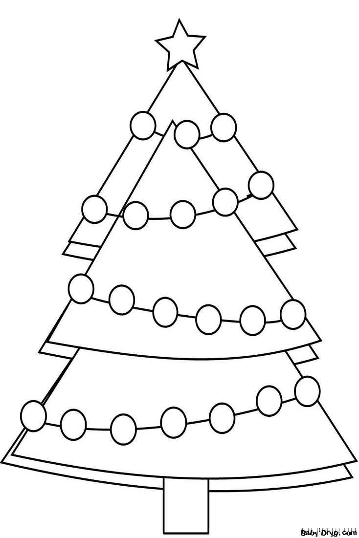 Раскраска Треугольная елка на Новый Год | Новогодние раскраски распечатать