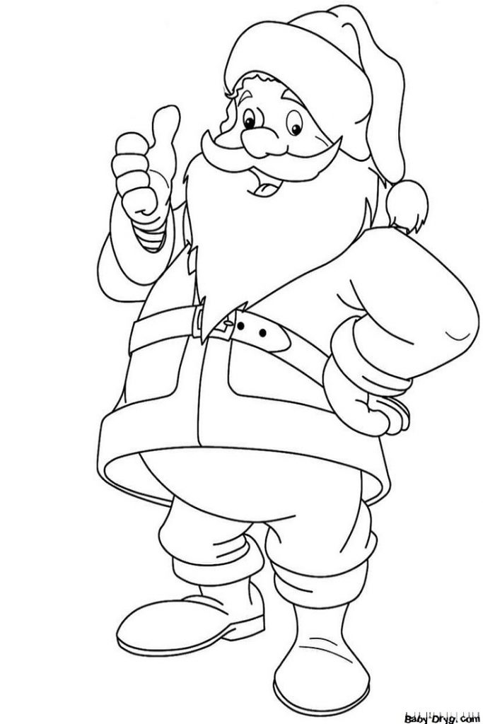 Раскраска Веселый Дедушка Мороз | Новогодние раскраски распечатать