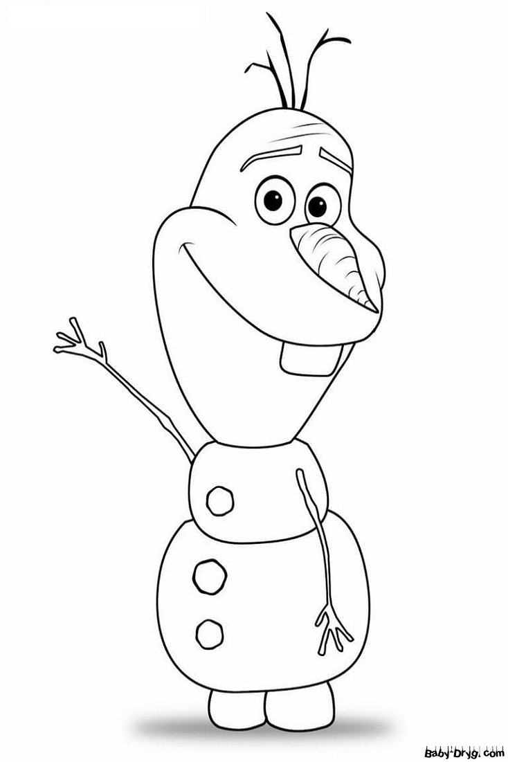 Раскраска Забавный снеговик Олав | Новогодние раскраски распечатать