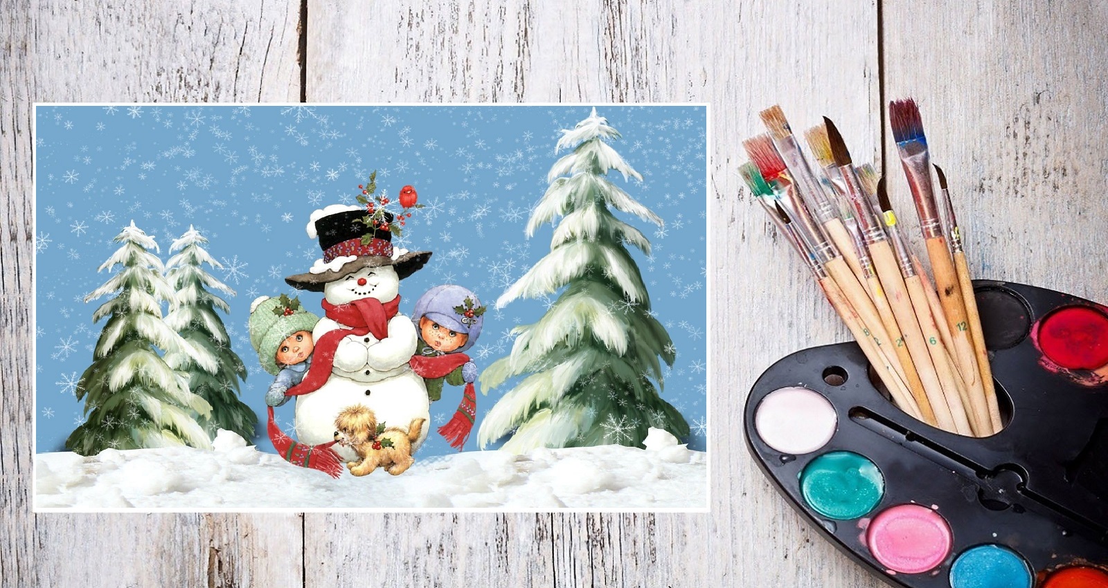 Раскраска семья снеговиков и звери распечатать