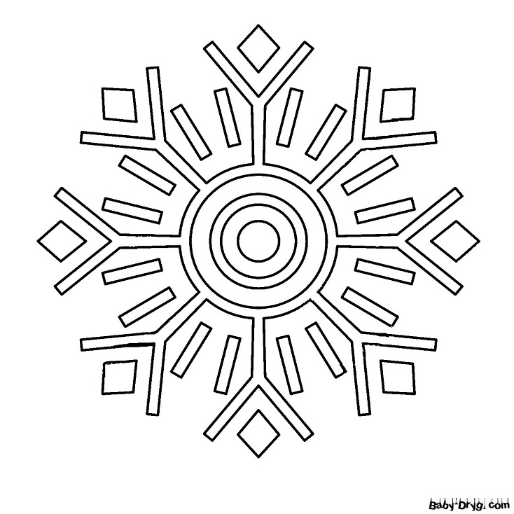 Раскраска Геометрическая снежинка | Новогодние раскраски распечатать