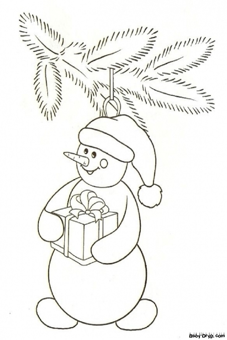 Раскраска Игрушка снеговик | Новогодние раскраски распечатать