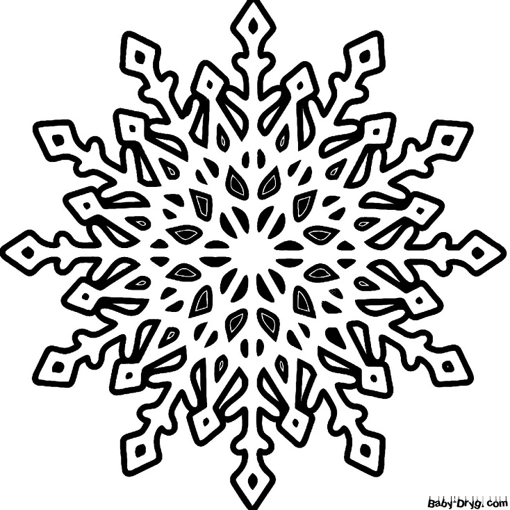 Раскраска Красивая снежинка | Новогодние раскраски распечатать