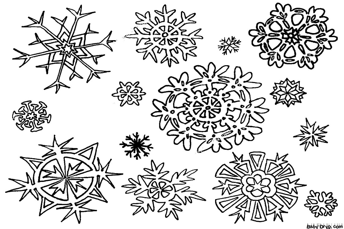 Раскраска Красивые снежинки | Новогодние раскраски распечатать