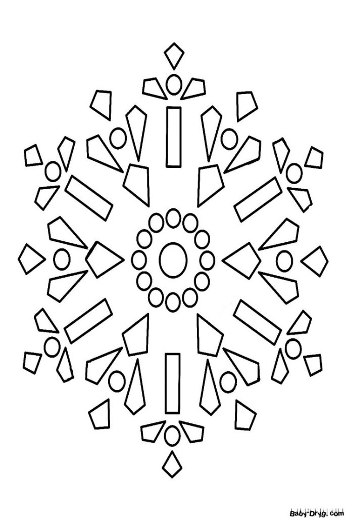 Раскраска Ледяная снежинка | Новогодние раскраски распечатать