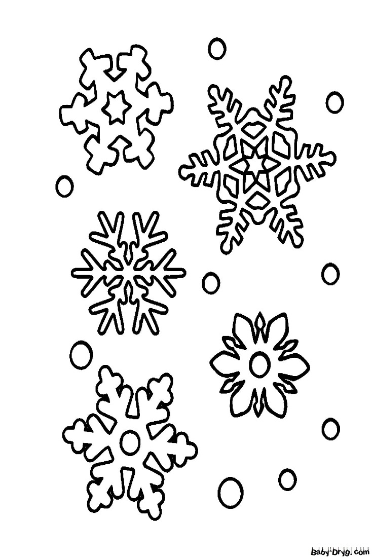 Раскраска Много снежинок на одной картинке | Новогодние раскраски распечатать