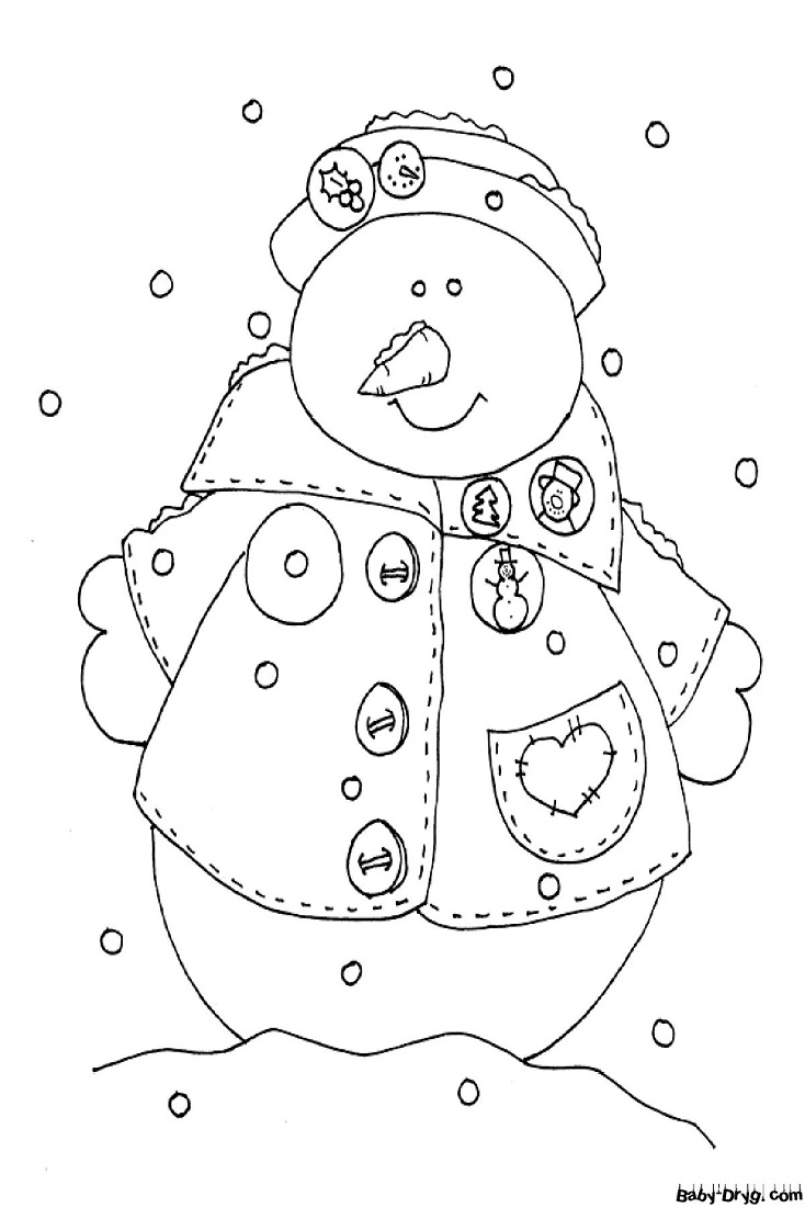 Раскраска Модный снеговик | Новогодние раскраски распечатать