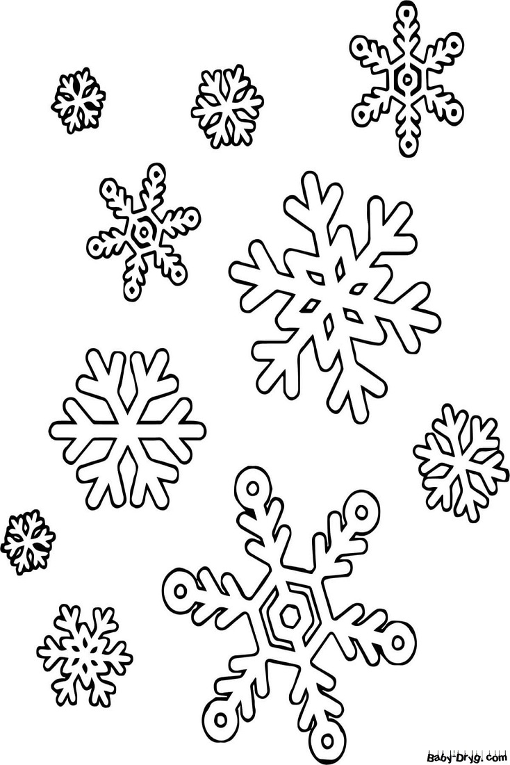 Раскраска Несколько снежинок для раскрашивания | Новогодние раскраски распечатать