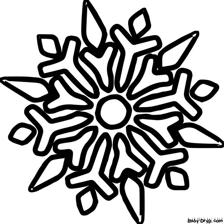 Раскраска Обыкновенная снежинка | Новогодние раскраски распечатать