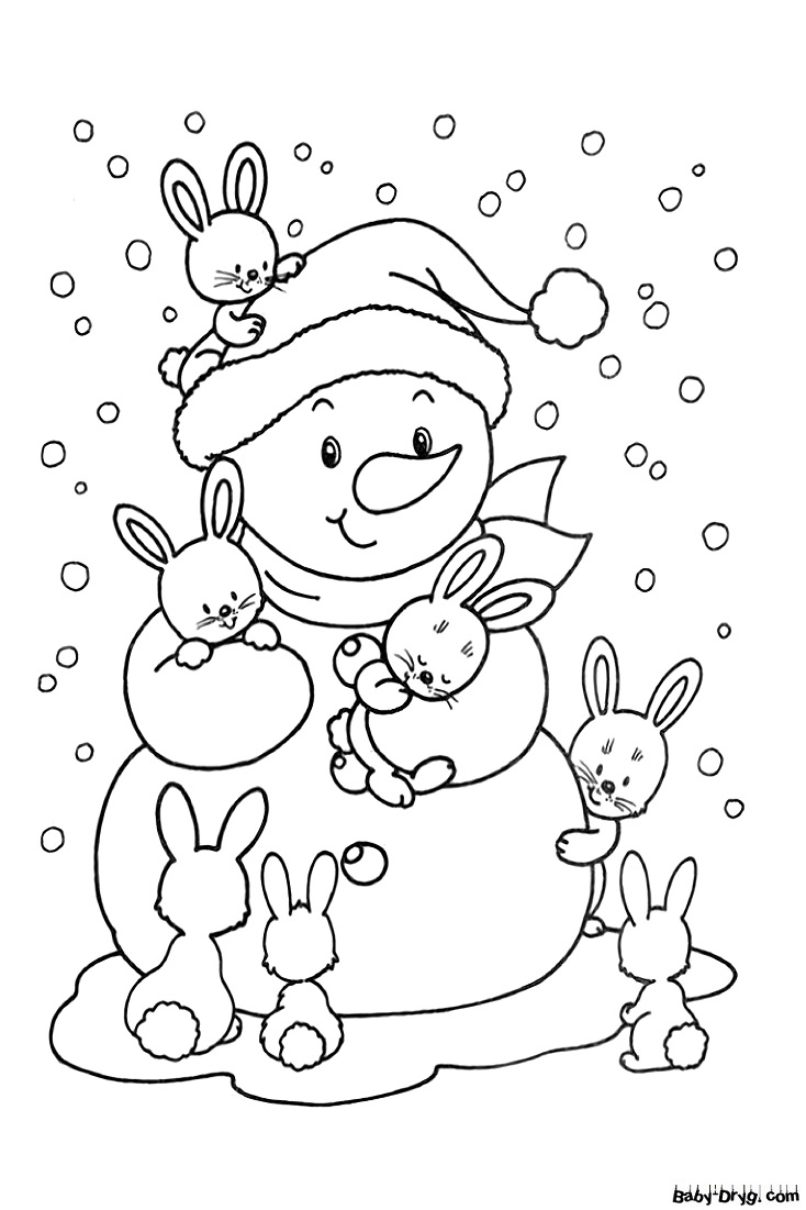 Зимняя раскраска. Дети лепят снеговика | Раскраски, Карточка с заданием, Снеговик