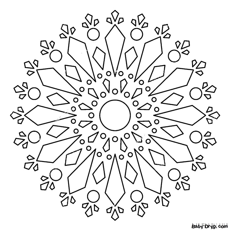 Раскраска Снежинка для детей | Новогодние раскраски распечатать