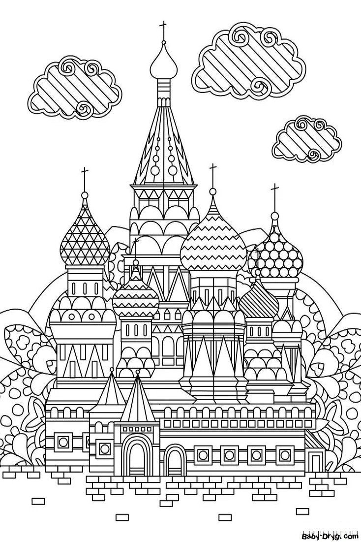 Раскраска | Картинка День России 12 июня 1 | Распечатать раскраску