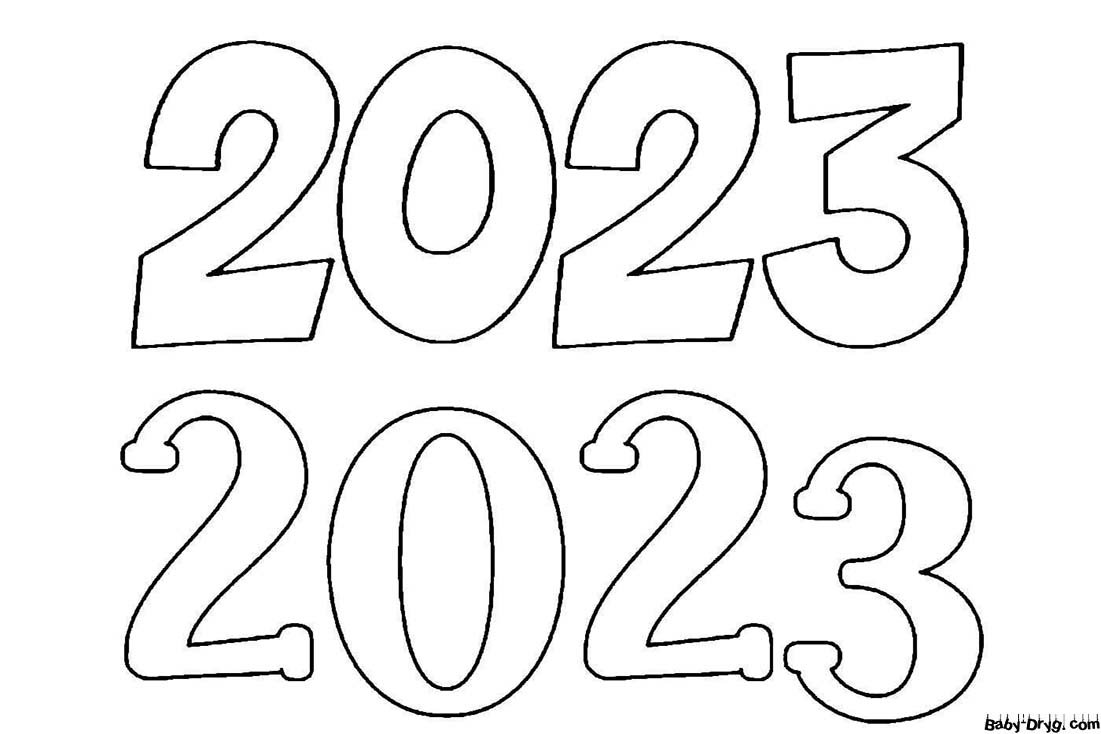 Цифры на Новый Год 2023 | Распечатать Раскраска Новогодний Кролик 2023