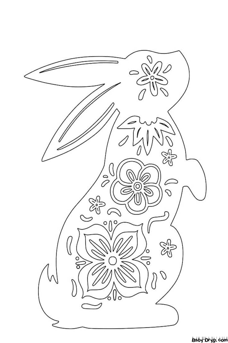 Год черного Кролика картинка | Распечатать Раскраска Новогодний Кролик 2023