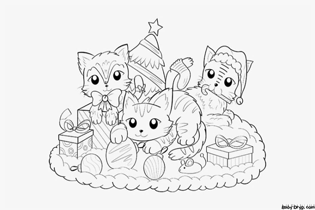Год кота и кролика рисунок | Распечатать Раскраска Новогодний Кролик 2023