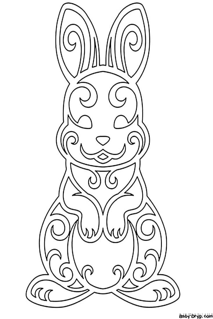 Год Кролика картинка прикольная | Распечатать Раскраска Новогодний Кролик 2023