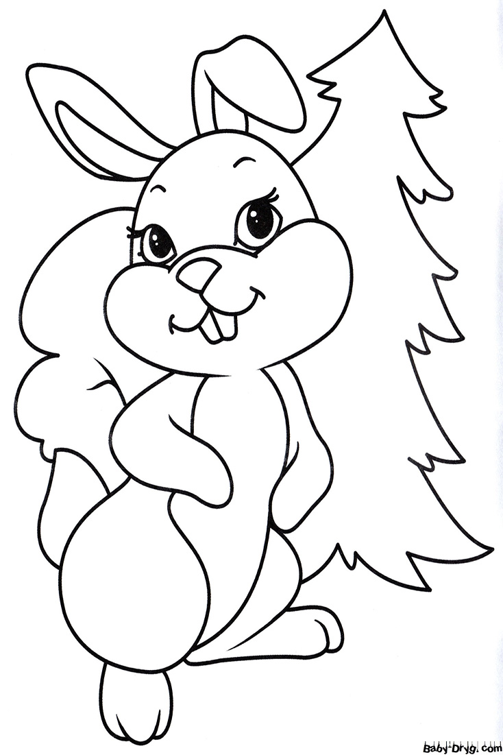 Год кролика рисунок | Распечатать Раскраска Новогодний Кролик 2023