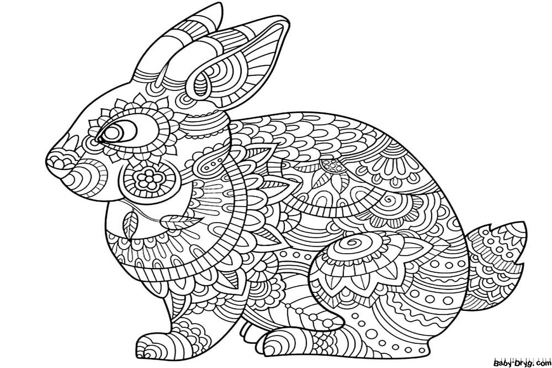 Какого цвета Кролик 2023? | Распечатать Раскраска Новогодний Кролик 2023