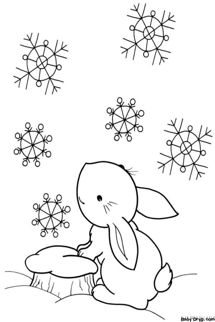 Картинка на окно Год Кролика | Распечатать Раскраска Новогодний Кролик 2023