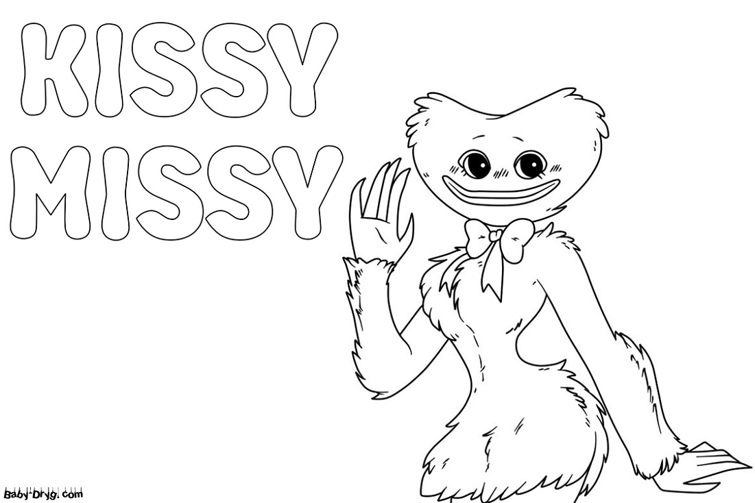 Красивая раскраска Кисси Мисси | Распечатать Раскраска Кисси Мисси / Kissy Missy