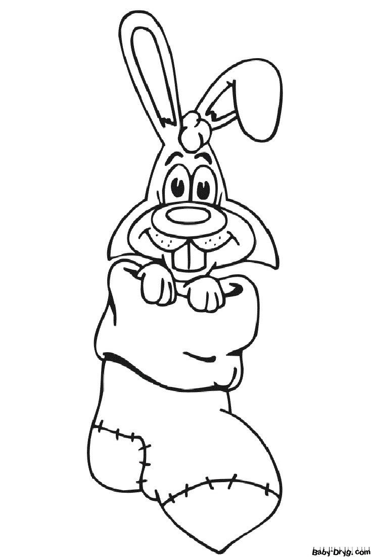 Кролик рисунок | Распечатать Раскраска Новогодний Кролик 2023