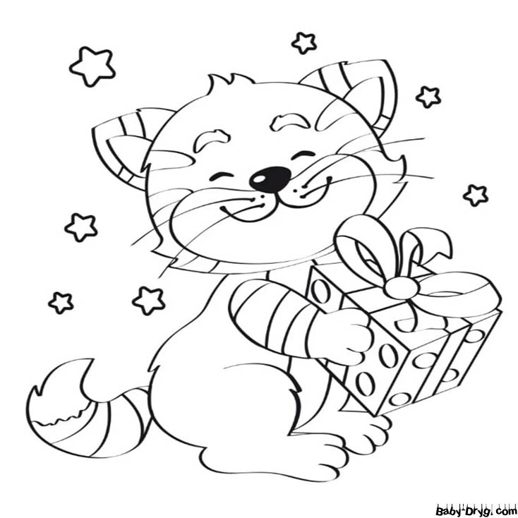 Нарисовать новогоднего котика | Распечатать Раскраска Новогодний Кролик 2023