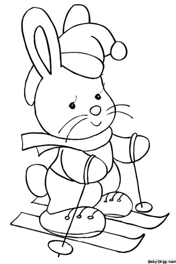 Новогодний Кролик | Распечатать Раскраска Новогодний Кролик 2023
