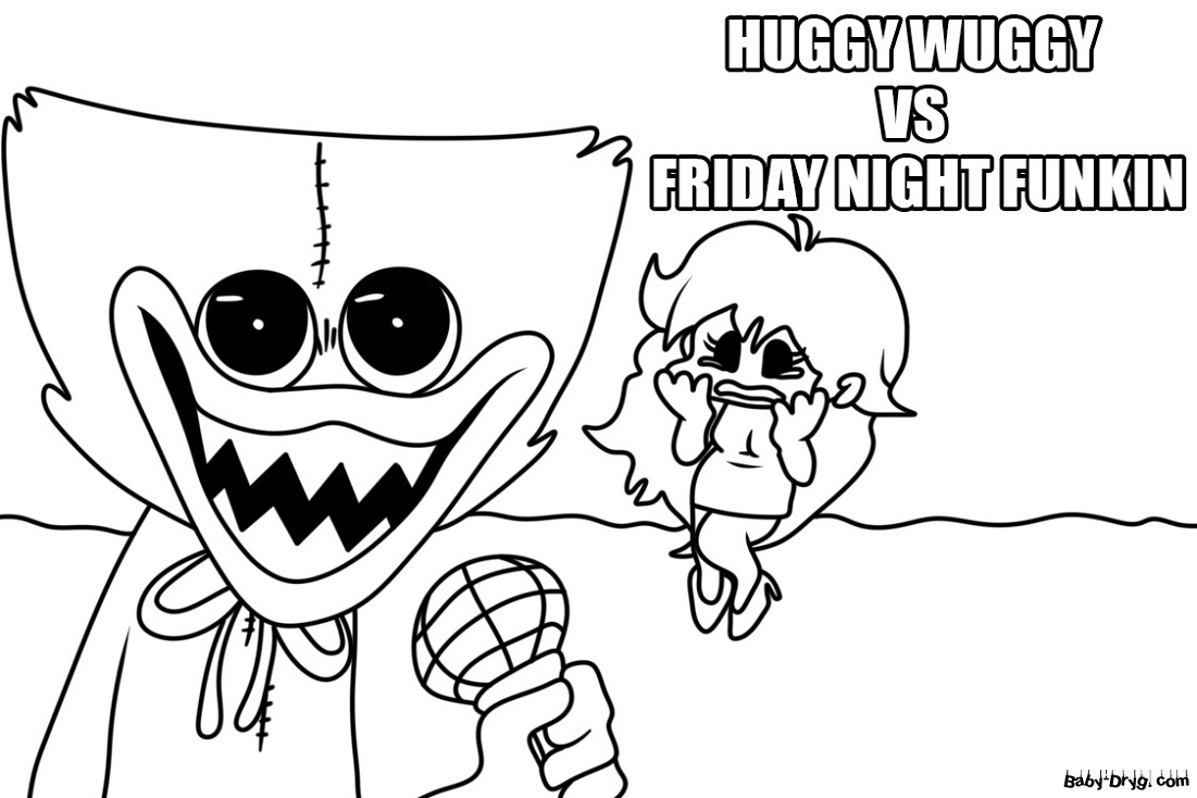 Раскраска Huggy Wuggy против Friday Night Funkin | Распечатать Раскраска Хагги Вагги / Huggy Wuggy
