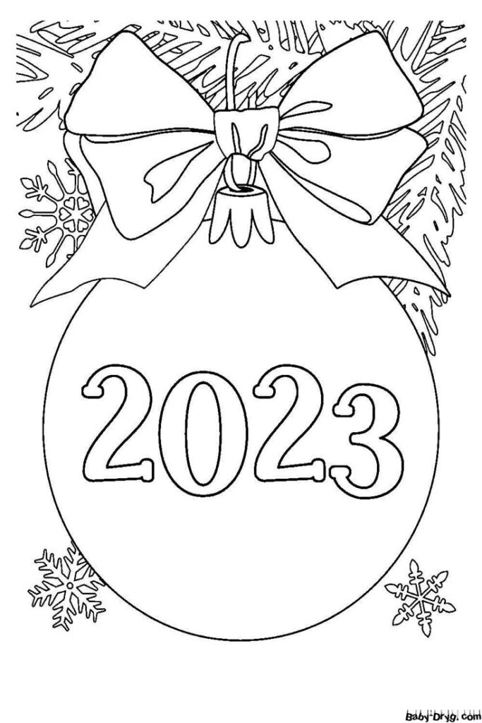 Раскраска Красивые цифры 2023 | Распечатать Раскраска Новогодний Кролик 2023