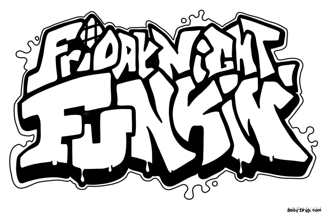 Раскраска Логотипа Friday Night Funkin | Распечатать Раскраска Хагги Вагги / Huggy Wuggy